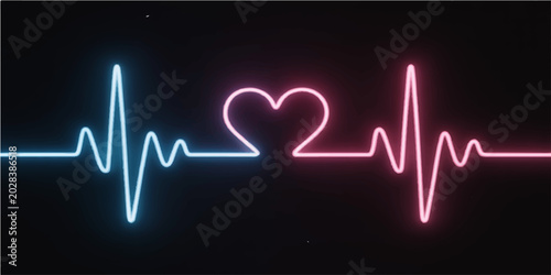 Bild auf Leinwand Heartbeat cardiogram on monitor showing ECG pulse line medical graph illustratio