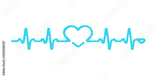 Cuadro en lienzo Heart beat cardiogram ECG heartbeat forming a heart shape medical graph illustra
