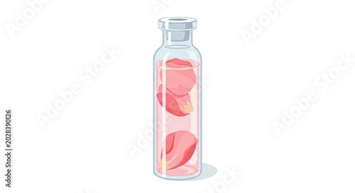 Elegant Pink Petal Infused Bottle in Clear Glass.