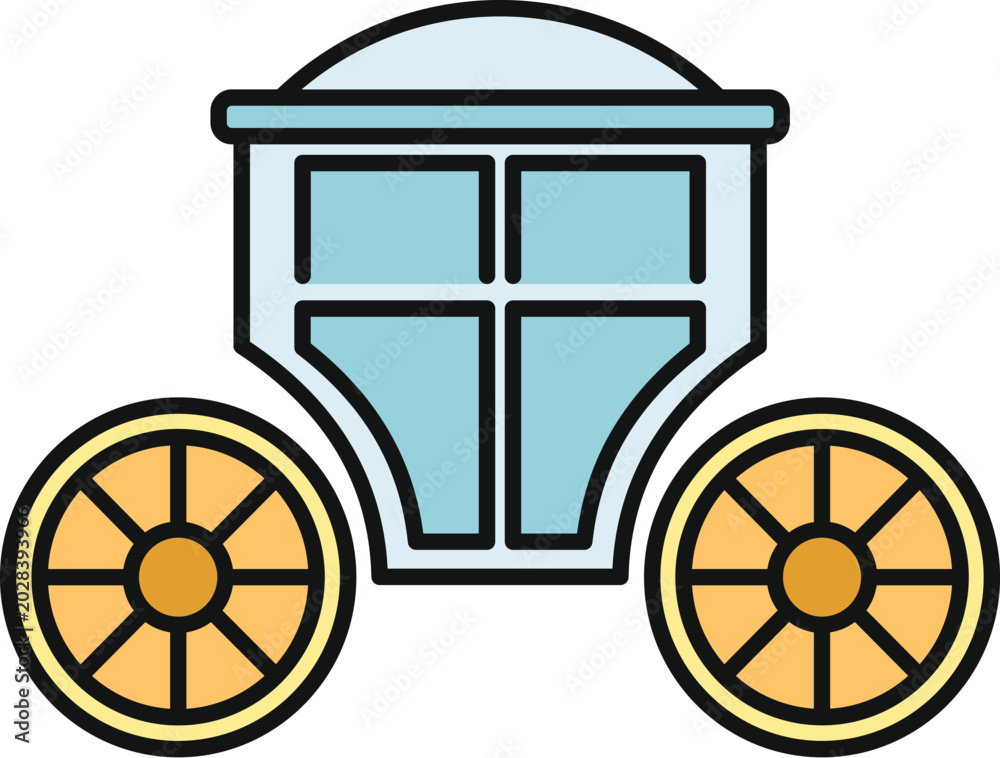 Fototapeta premium Cartoon drawing of a royal carriage, a symbol of luxury and fairy tales