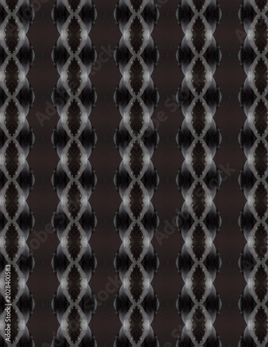 Billede på lærred Dark abstract symmetrical pattern with mirrored geometric texture, mysterious ornamental wallpaper, moody background, and repeating decorative design