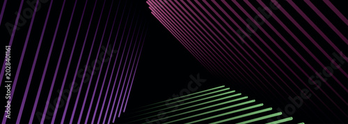 Foto Black abstract background with glowing colorful swirling lines decoration