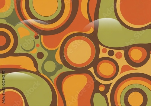 Retro '70s Vibe: Warm Earth Tones & Organic Circles Digital Art