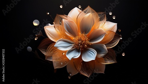 Flower Abstract Artwork On Black Background