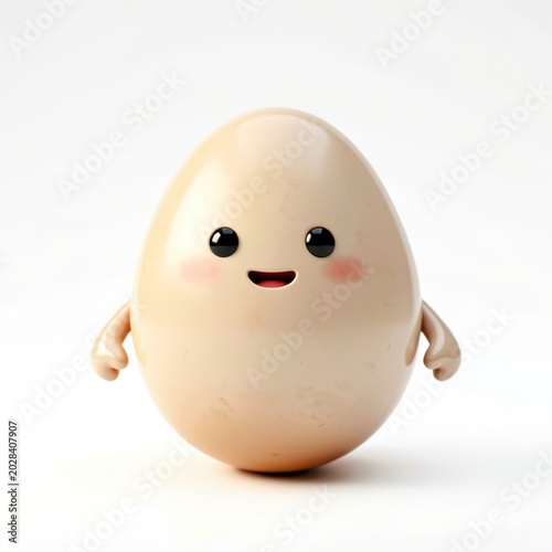 Cute Cartoon Egg Character with Smiling Face and Arms