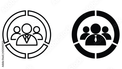 Team leader avatar icon within circular chart for organizational structure analysis