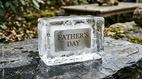 A poignant Father's Day tribute slowly disappearing as an ice message melts away