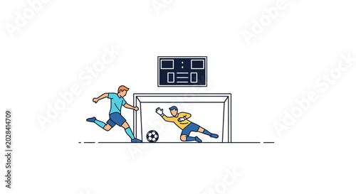 Fotografía Soccer Player Shooting Penalty Kick Against Goalkeeper