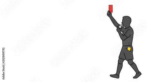 Bild auf Leinwand Soccer Referee Showing Red Card Illustration