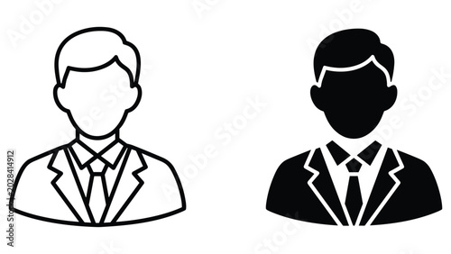 Fotografía Businessman in suit and tie icon set in outline and solid black flat style