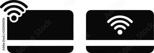 Photos WiFi signal icons on smart cards for digital payment and connectivity solutions