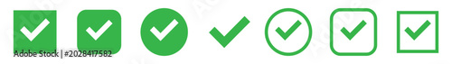 check mark icon set blue green tick symbol approval success validation button minimal design vector