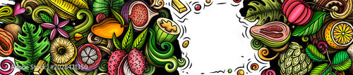 Exotic Fruits cartoon doodle illustration