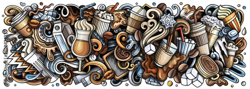 Iced Coffee doodle cartoon illustration