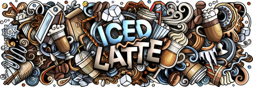 Iced Latte doodle cartoon funny illustration