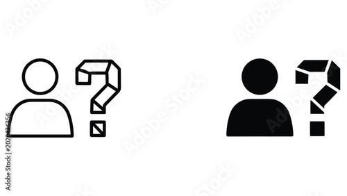 Unidentified user icon set with geometric question mark graphic
