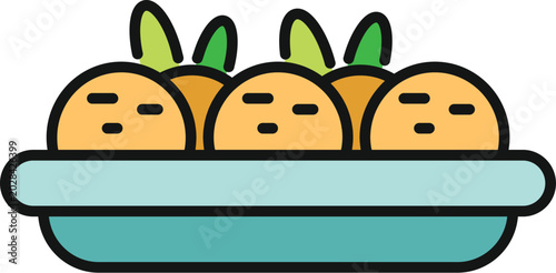 Foto Flat icon illustration showing delicious fried croquettes