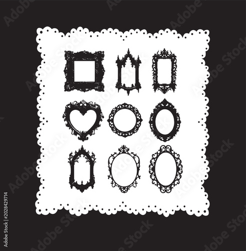 Gothic Victorian Ornamental Frames Vector Set