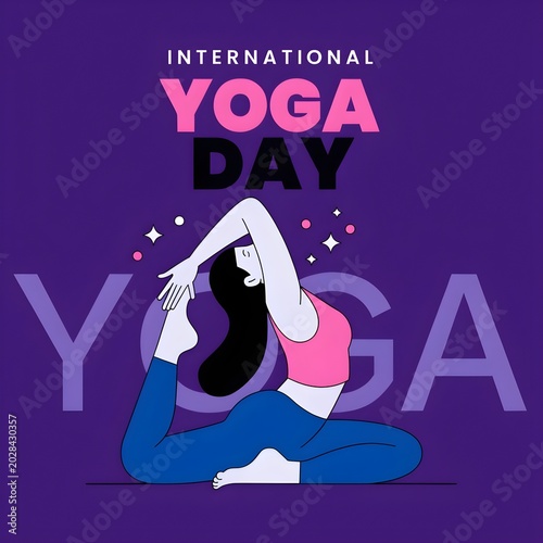 Celebrate International Yoga Day with a vibrant digital illustration poster