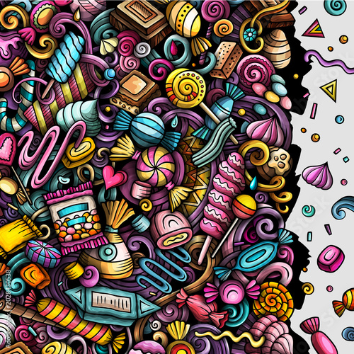 Candies cartoon doodle border illustration