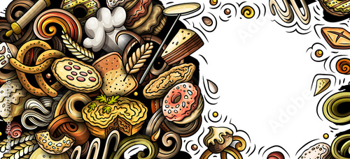 Cartoon doodle Bakery banner