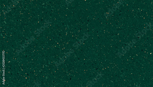 Dark green cork board texture background with tiny gold flecks. Seamless organic terrazzo pattern, perfect for eco-friendly product packaging, elegant stationary backdrops, and vector wallpaper.