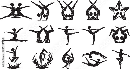 Foto Artistic Swimming Silhouette Icon Sheet.