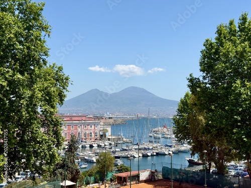 Panoramic view of Mount Vesuvius and the Gulf of Naples, Italy