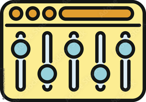 Photos Audio mixer interface with sliders and controls for sound engineering
