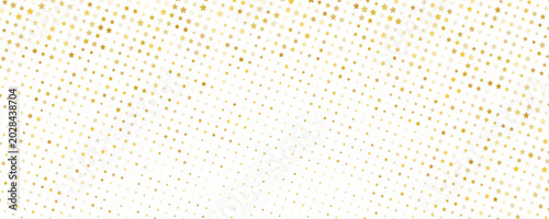 Gold falling down confetti background. Repeated golden dotted glitter pattern. Yellow, orange and golden dots wallpaper. Celebration Christmas, New Year or birthday party repeating backdrop. Vector