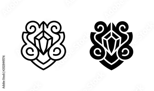 Billede på lærred Elegant Gemstone Crest Vector Icons, Ornate Heraldic Emblem Symbols, Luxury Jewe