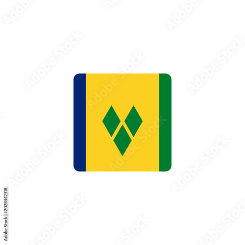 Saint Vincent and the Grenadines flag icon square rounded sticker on transparent background