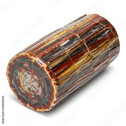 Vibrant Cross-Section of Ancient Petrified Wood Revealing Earth's Geological History