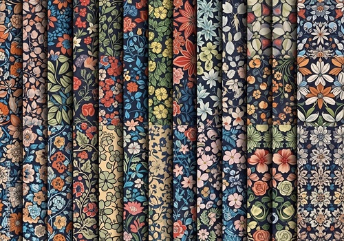 Vibrant floral tapestry, rich indigo, nature's artistry woven in time.