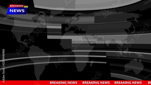 Breaking news broadcast background, with animated map, and lower thirds