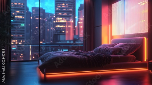 Modern bedroom city view