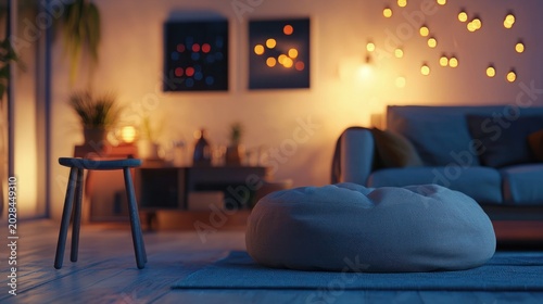 Interior cozy evening living room