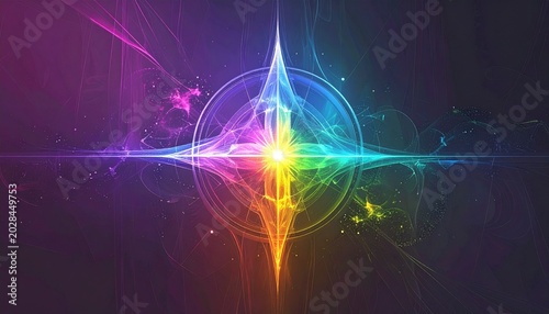 Vibrant Rainbow Starburst Energy Burst Abstract Background.