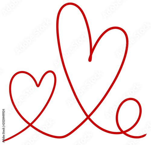 It is a red line drawing of a heart.