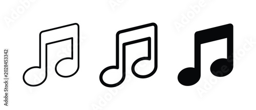 Tableau sur toile Musical Note Icons, Set of Three, Vector Graphics for Audio and Sound Concepts