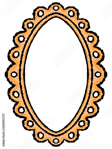 Orange Oval Ornamental Frame Clipart with Scalloped Decorative Border