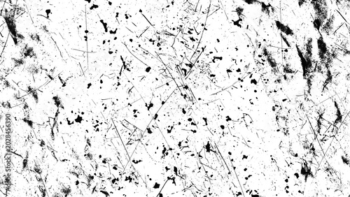 Tableau sur toile Black and white abstract pattern with scattered dots and lines