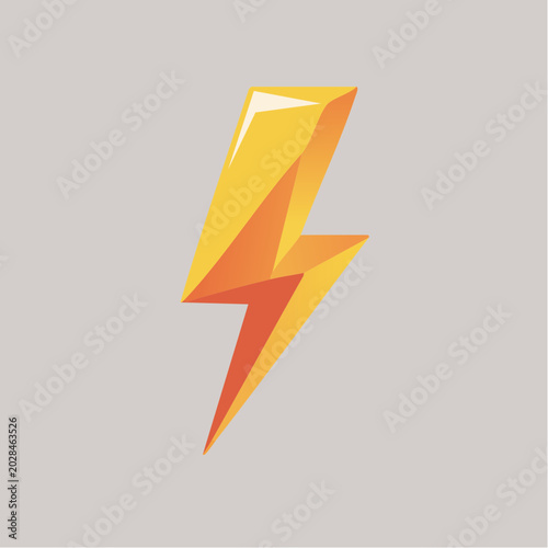 3D yellow and orange lightning bolt icon
