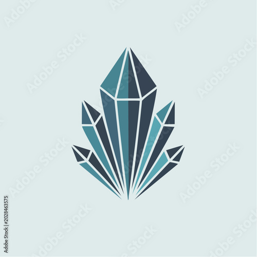 Geometric crystal cluster blue gradient vector illustration