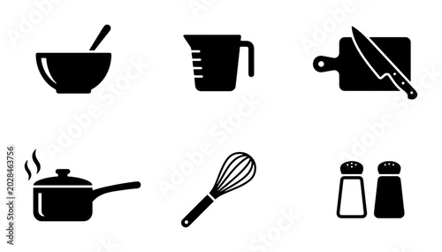 Kitchen Utensil Icons: Cooking Tools, Food Preparation, Culinary Vector Set