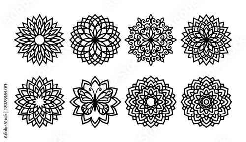 Intricate Mandala Designs, Geometric Patterns, Floral Ornaments, Butterfly Vector Art Set