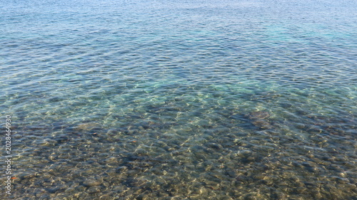 Photography Clear water gently ripples over rocks below