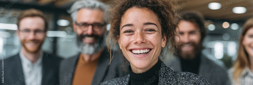 Obraz premium Group of Smiling Professionals in Office Setting