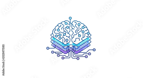 Abstract Digital Brain Circuitry Layers, AI, Technology, Neural Network Concept