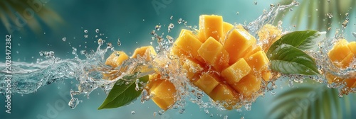 Juicy Fruit Splash with Water Drops